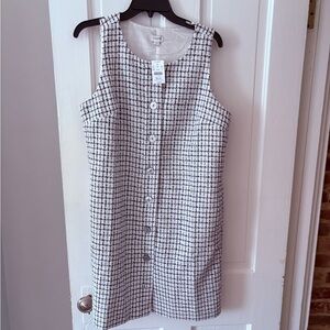 J Crew Factory sleeveless tweed Black and White shift dress